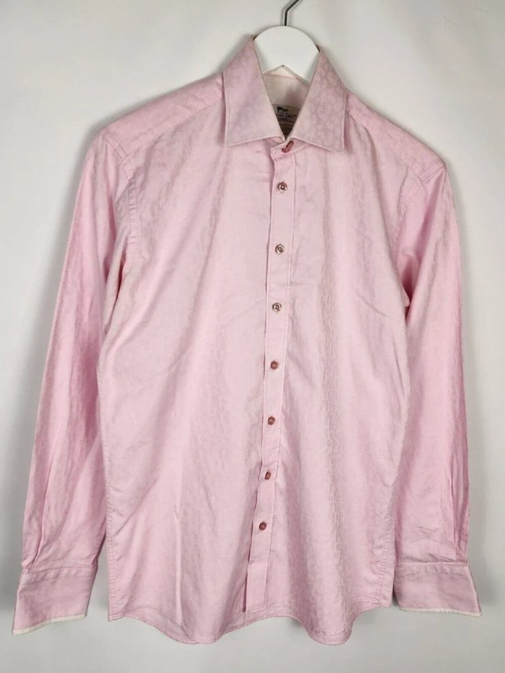 Claudio Lugli Shirt Mens Medium 39-40 Pink Paisley Long Sleeve Cotton Casual